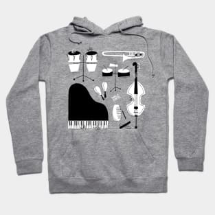 Instruments of Salsa music in color background Hoodie